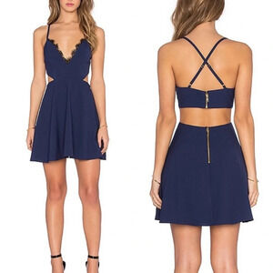 ✨NWT Revolve NBD X The Naven Twins Navy Blue Sweet Nothings Mini Dress Large